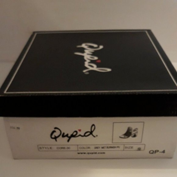 Women's Sz 9 Grey Metallic Burnish Pewter Chunky Stack Heel by QUPID - Picture 4 of 5